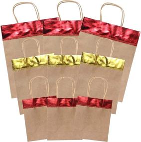 img 2 attached to Christmas Kraft Gift Bags, Red & Gold Foil Assortment, Set of 18, Paper Bags