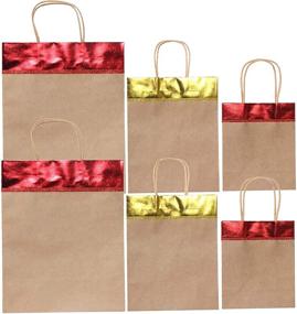 img 3 attached to Christmas Kraft Gift Bags, Red & Gold Foil Assortment, Set of 18, Paper Bags