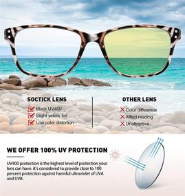 img 1 attached to 👓 Protect Your Eyes with 5-Pack SOCTICK Blue Light Blocking Reading Glasses for Women: Fashion Square Frames with Comfort Spring Hinges