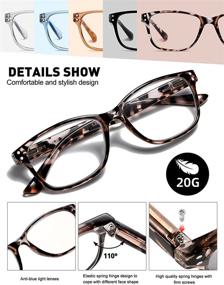 img 2 attached to 👓 Protect Your Eyes with 5-Pack SOCTICK Blue Light Blocking Reading Glasses for Women: Fashion Square Frames with Comfort Spring Hinges