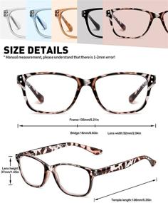 img 3 attached to 👓 Protect Your Eyes with 5-Pack SOCTICK Blue Light Blocking Reading Glasses for Women: Fashion Square Frames with Comfort Spring Hinges