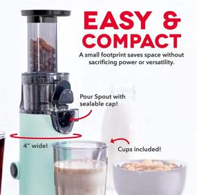 img 2 attached to Dash Deluxe Compact Masticating Slow Juicer: Efficient Cold Press Juicer with Easy Cleaning, Includes Brush, Pulp Measuring Cup, Frozen Attachment and Juice Recipe Guide - Aqua