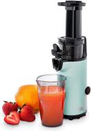 dash deluxe compact masticating slow juicer: efficient cold press juicer with easy cleaning, includes brush, pulp measuring cup, frozen attachment and juice recipe guide - aqua логотип