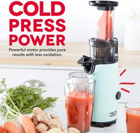 img 3 attached to Dash Deluxe Compact Masticating Slow Juicer: Efficient Cold Press Juicer with Easy Cleaning, Includes Brush, Pulp Measuring Cup, Frozen Attachment and Juice Recipe Guide - Aqua