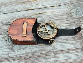 img 2 attached to Vintage Sundial Compass Leather Engraved