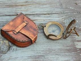 img 3 attached to Vintage Sundial Compass Leather Engraved