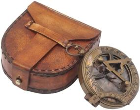 img 4 attached to Vintage Sundial Compass Leather Engraved