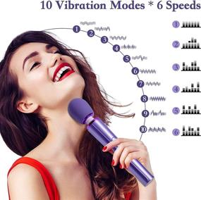 img 3 attached to 💆 Powerful Cordless Handheld Massager for Women - 10 Patterns, 6 Speeds, Rechargeable - Relieves Muscle Pain in Neck, Shoulders, Back, and Body