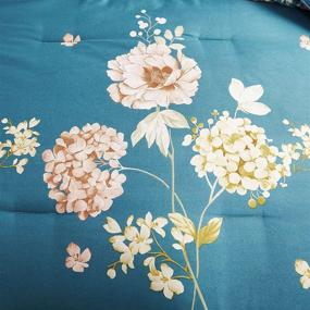 img 2 attached to 🌸 FANOYOL Comforter Set Queen Size: Modern Floral Hydrangea Peony Pattern - 100% Microfiber, Machine Washable - All Season Bedding Set with 2 Pillowcases