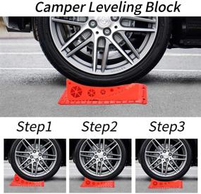 img 1 attached to 🚐 Homeon Wheels Camper Leveling Kit - 2 Curved Levelers, 2 Chocks with Built-in Handle, 2 Grip Mats, 1 Level and Bag - RV Levelers for Campers up to 30,000 LBS (2-Pack, Red)