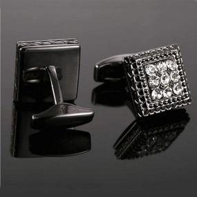 img 3 attached to Cubic Stones Modern Tuxedo Cufflinks