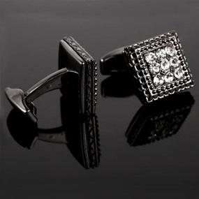 img 1 attached to Cubic Stones Modern Tuxedo Cufflinks