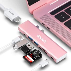 img 4 attached to 🌸 Enhance Your MacBook Pro/Air Experience with this Pink USB C Hub: Dual Monitor Support, Thunderbolt 3, SD/Micro SD Card Reader, and More!