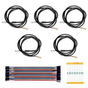 img 4 attached to 🌡️ IZOKEE 5 Pack Temperature Sensor Digital Thermal Probe with Stainless Steel Tube, Waterproof Design and 1 Meter Cable for Arduino with Male to Female Jumper Wire and 4.7KΩ Resistor