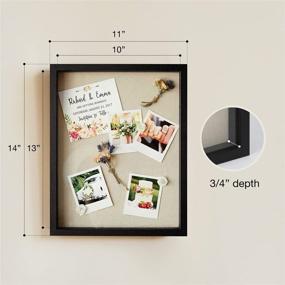 img 2 attached to 🖼️ Deep Wood & Glass Shadow Box Display Case - Set of 2 11x14 Shadowbox Frames with Linen Board - Wall-Hanging & Free-Standing - 3D Showcase Keepsake Art for Graduation, Baby, Wedding, Military, Sport - Black