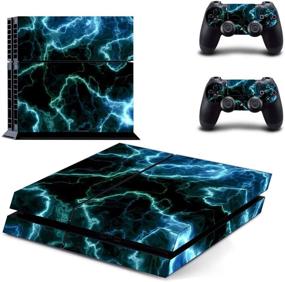 img 4 attached to 🎮 Green Lightnings Vinyl Skin Decal Sticker Cover Set for Sony PS4 Console and 2 Dualshock Controllers