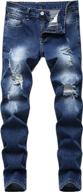👖 skinny elastic distressed stretch fashion jeans for boys: stylish comfort logo