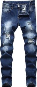 img 4 attached to 👖 Skinny Elastic Distressed Stretch Fashion Jeans for Boys: Stylish Comfort