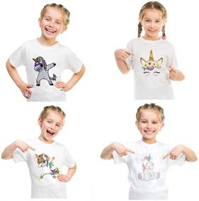 img 3 attached to 🦄 Adorable 4 Pack Unicorn Graphic Clothes in Pink: Perfect Girls' Tops, Tees & Blouses Set