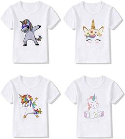 img 4 attached to 🦄 Adorable 4 Pack Unicorn Graphic Clothes in Pink: Perfect Girls' Tops, Tees & Blouses Set