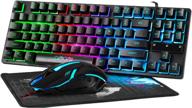 🎮 gaming keyboard and mouse combo - backlit 87keys keyboard and mouse with adjustable 3200dpi, compatible with pc, laptop, xbox, ps4 game logo