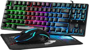 img 4 attached to 🎮 Gaming Keyboard and Mouse Combo - Backlit 87Keys Keyboard and Mouse with Adjustable 3200DPI, Compatible with PC, Laptop, Xbox, PS4 Game