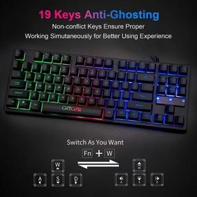 img 2 attached to 🎮 Gaming Keyboard and Mouse Combo - Backlit 87Keys Keyboard and Mouse with Adjustable 3200DPI, Compatible with PC, Laptop, Xbox, PS4 Game