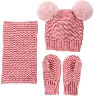 🧣 baby toddler winter beanie hat scarf mittens set - 3pcs kids knitted beanie hat neck scarf warmer gaiter gloves logo