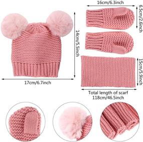 img 3 attached to 🧣 Baby Toddler Winter Beanie Hat Scarf Mittens Set - 3Pcs Kids Knitted Beanie Hat Neck Scarf Warmer Gaiter Gloves