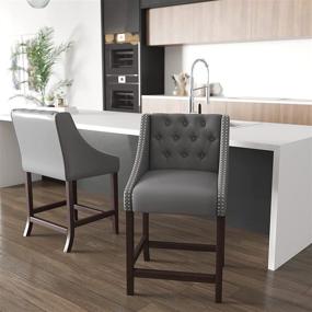 img 4 attached to 🪑 Residential Barstools Set of 2 - Taylor + Logan Light Gray Leather