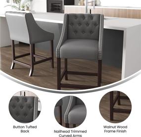 img 2 attached to 🪑 Residential Barstools Set of 2 - Taylor + Logan Light Gray Leather