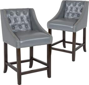 img 3 attached to 🪑 Residential Barstools Set of 2 - Taylor + Logan Light Gray Leather