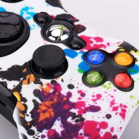 img 1 attached to 💦 Enhance Your Xbox 360 Controller: 9CDeer Silicone Water Transfer Sleeve + Thumb Grips - Splashing Graffiti Design