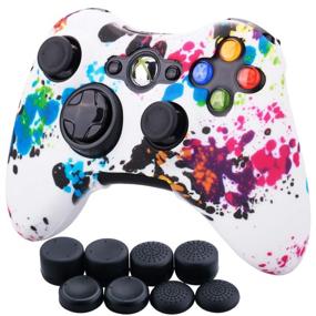 img 4 attached to 💦 Enhance Your Xbox 360 Controller: 9CDeer Silicone Water Transfer Sleeve + Thumb Grips - Splashing Graffiti Design