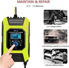 img 2 attached to 🔋 Luoges 12V/7A Car Battery Charger/Maintainer: New Upgrade 7-Stage Automatic Pulse Repair for ATVs, Golf Carts, Motorcycles, Cars, Yachts, Mowers, and More (Yellow)