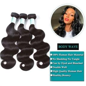 img 3 attached to Fairgreat Hair Brazilian Body Wave Bundles: Необработанные вершины волос человека с волной тела Бразильские натурально черные волосы с закрытием шнурка 4x4 (18 20 22+16 Closure)