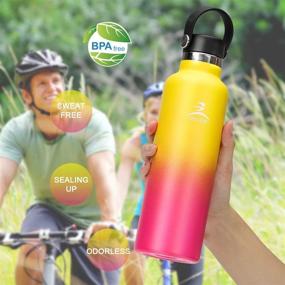 img 1 attached to 🌼 OSVAW 750ml Stainless Steel Water Bottle - Double Wall Vacuum Insulated, Sweat Proof Design - Keeps Liquids Hot or Cold - Yellow Pink