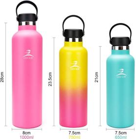 img 3 attached to 🌼 OSVAW 750ml Stainless Steel Water Bottle - Double Wall Vacuum Insulated, Sweat Proof Design - Keeps Liquids Hot or Cold - Yellow Pink