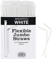 bulk pack of 400 individually wrapped white flexible drinking straws - 7.75 inches long, disposable logo