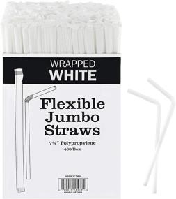 img 4 attached to Bulk Pack of 400 Individually Wrapped White Flexible Drinking Straws - 7.75 Inches Long, Disposable