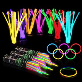 img 4 attached to 🎉 300 Glow Sticks Bulk Party Supplies - Fun Glow in The Dark Party Favors Pack with Connectors, Neon 8 inch Glowsticks Bracelets and Necklaces - Perfect for Events and Celebrations