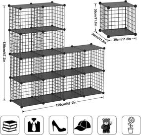 img 1 attached to TUMUCUTE Wire Storage Cubes: 12-Cube Metal Shelves Bookshelf for Home and Office Organization