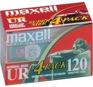 maxell ur-120 blank audio cassette tape -4 pack (discontinued) - superior sound quality & long-lasting durability logo