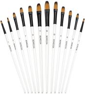 🖌️ 12 piece filbert golden nylon bristle artist paint brushes set for watercolor, acrylic, gouache, oil and facepaint - professional grade collection logo