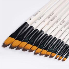 img 2 attached to 🖌️ 12 Piece Filbert Golden Nylon Bristle Artist Paint Brushes Set for Watercolor, Acrylic, Gouache, Oil and Facepaint - Professional Grade Collection