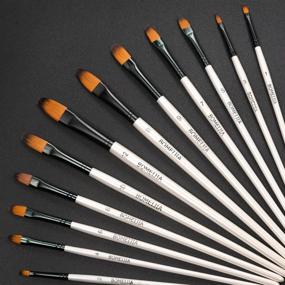 img 3 attached to 🖌️ 12 Piece Filbert Golden Nylon Bristle Artist Paint Brushes Set for Watercolor, Acrylic, Gouache, Oil and Facepaint - Professional Grade Collection