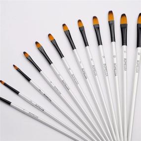 img 1 attached to 🖌️ 12 Piece Filbert Golden Nylon Bristle Artist Paint Brushes Set for Watercolor, Acrylic, Gouache, Oil and Facepaint - Professional Grade Collection