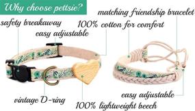 img 3 attached to 🐾 Pettsie Cat Collar Breakaway Safety: Heart & Friendship Bracelet, Comfortable 100% Cotton, Adjustable Size 8-11 Inch, Durable & Gift Box Included