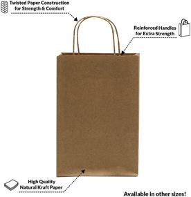 img 3 attached to 100 Pcs Brown Paper Bags with Handles - Small Size 6x3x9 inches, Bulk Gift Bags, Kraft, Party, Favor, Goody, Take-Out, Merchandise, Retail Bags, 80% PCW