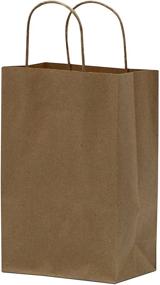 img 1 attached to 100 Pcs Brown Paper Bags with Handles - Small Size 6x3x9 inches, Bulk Gift Bags, Kraft, Party, Favor, Goody, Take-Out, Merchandise, Retail Bags, 80% PCW